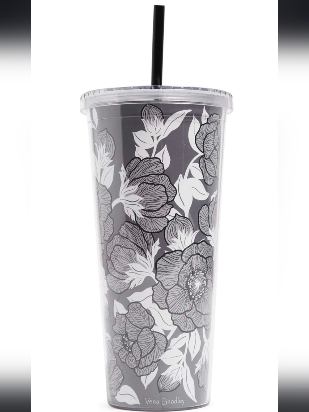 Vera Bradley Travel Tumbler 24oz w/ Lid/ Straw In Moon Shadow Meadow NWT
